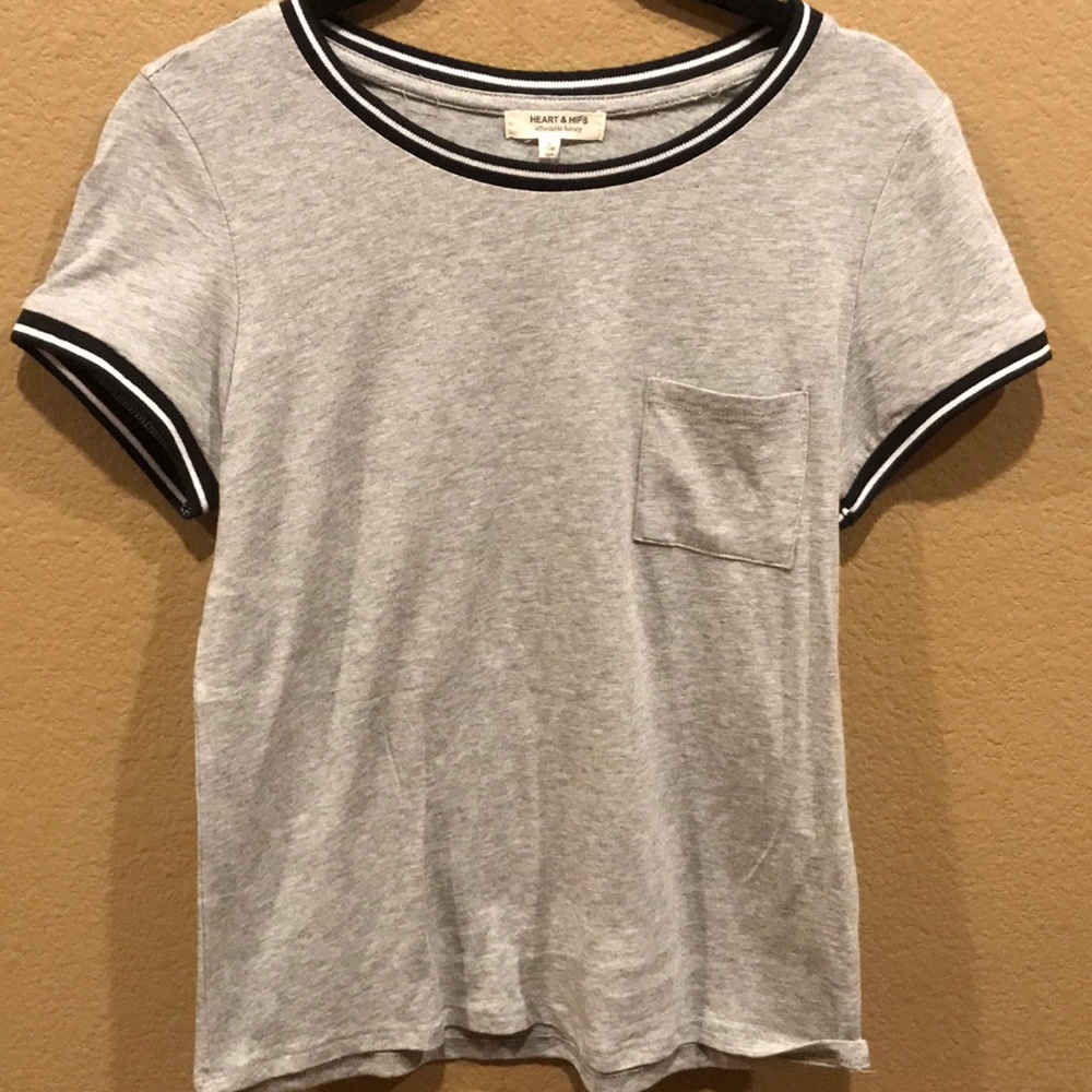 Grey Shirt with black and white trimming
